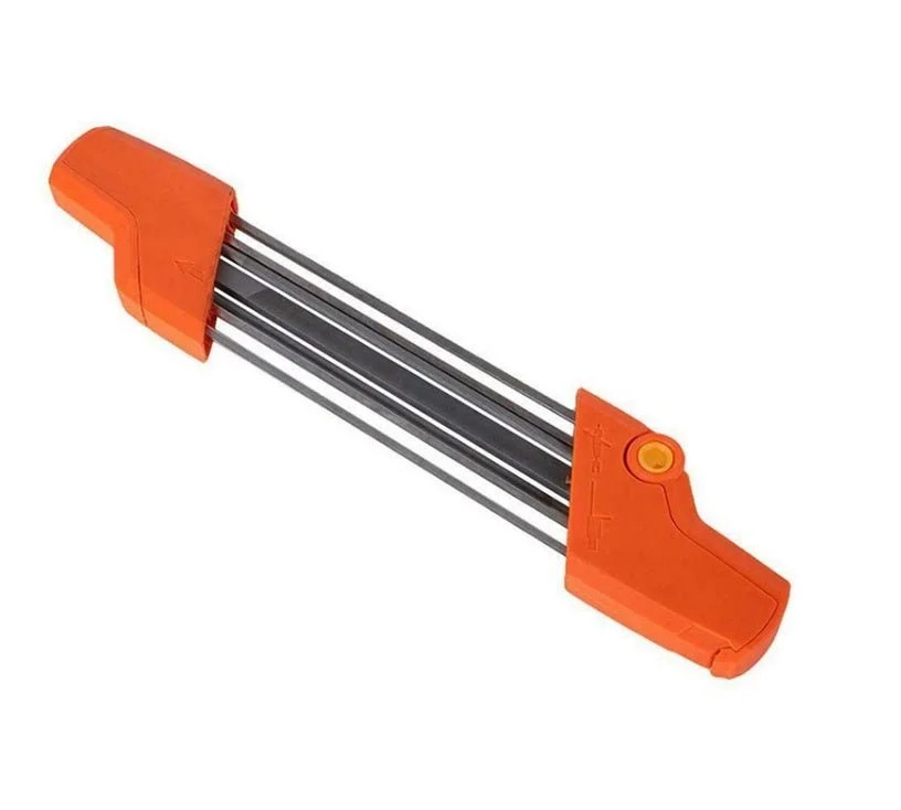 Chainsaw Sharpening File Kit, Metal Chain Sharpener Tool with 13/64″ Round Files and Flat File, Fits 3/8″ & .404″ Chains