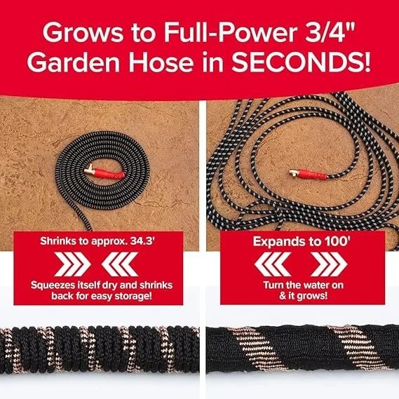 Pocket Hose 100 FT Copper Head Expandable Garden Hose with Pocket Pivot, No Tangles, AS SEEN ON TV, 360° Swivel, Tri-Tex Tubing, Force Field Jacket, Lead-Free, No-Kink, Anti-Burst w/APT
