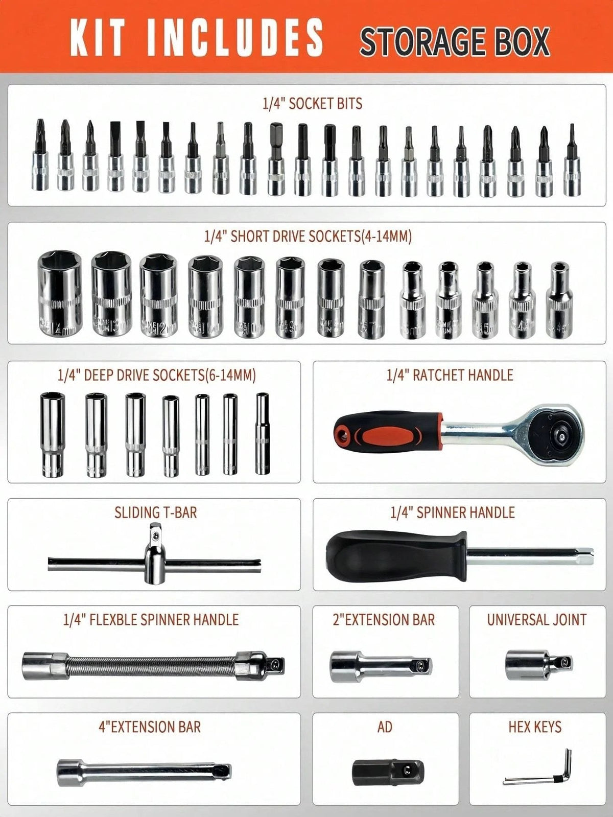 Part-driven Socket Claw Ratchet Wrench Tool Set, With Drill Socket Set Metric