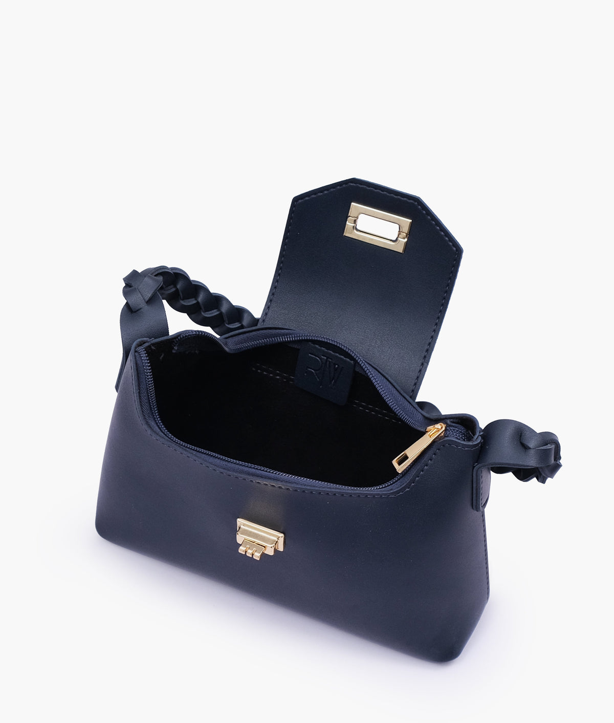 Blue color purse with braided strap