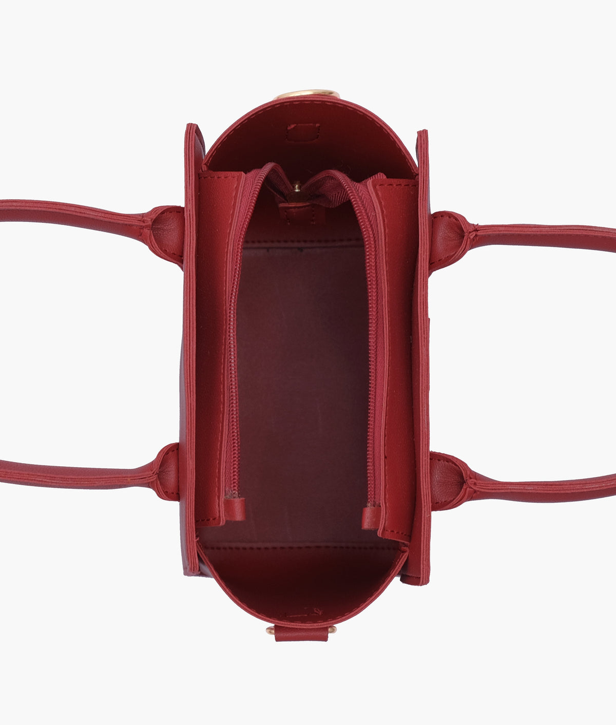 Red color top-handle mini handbag