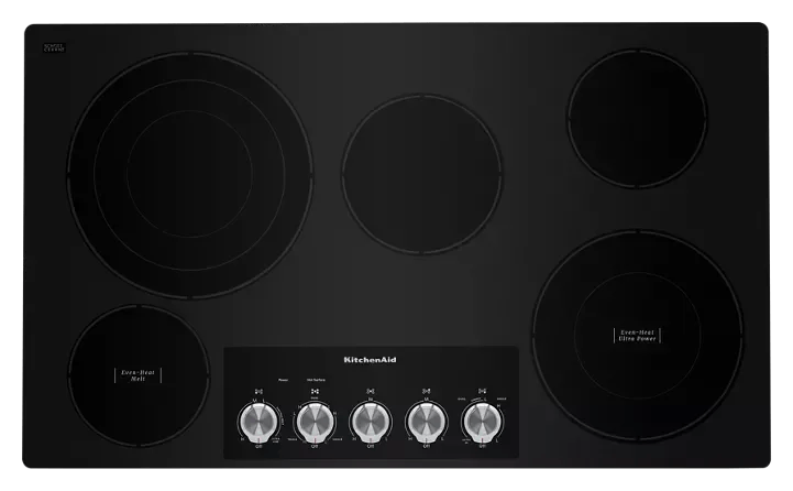 KitchenAid 36″ Electric Cooktops with 5 Elements and Knob Controls