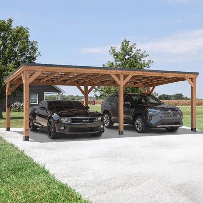 Backyard Discovery 12×9.5 Arcadia Cedar Wood Gazebo with Steel Roof & PowerPort™