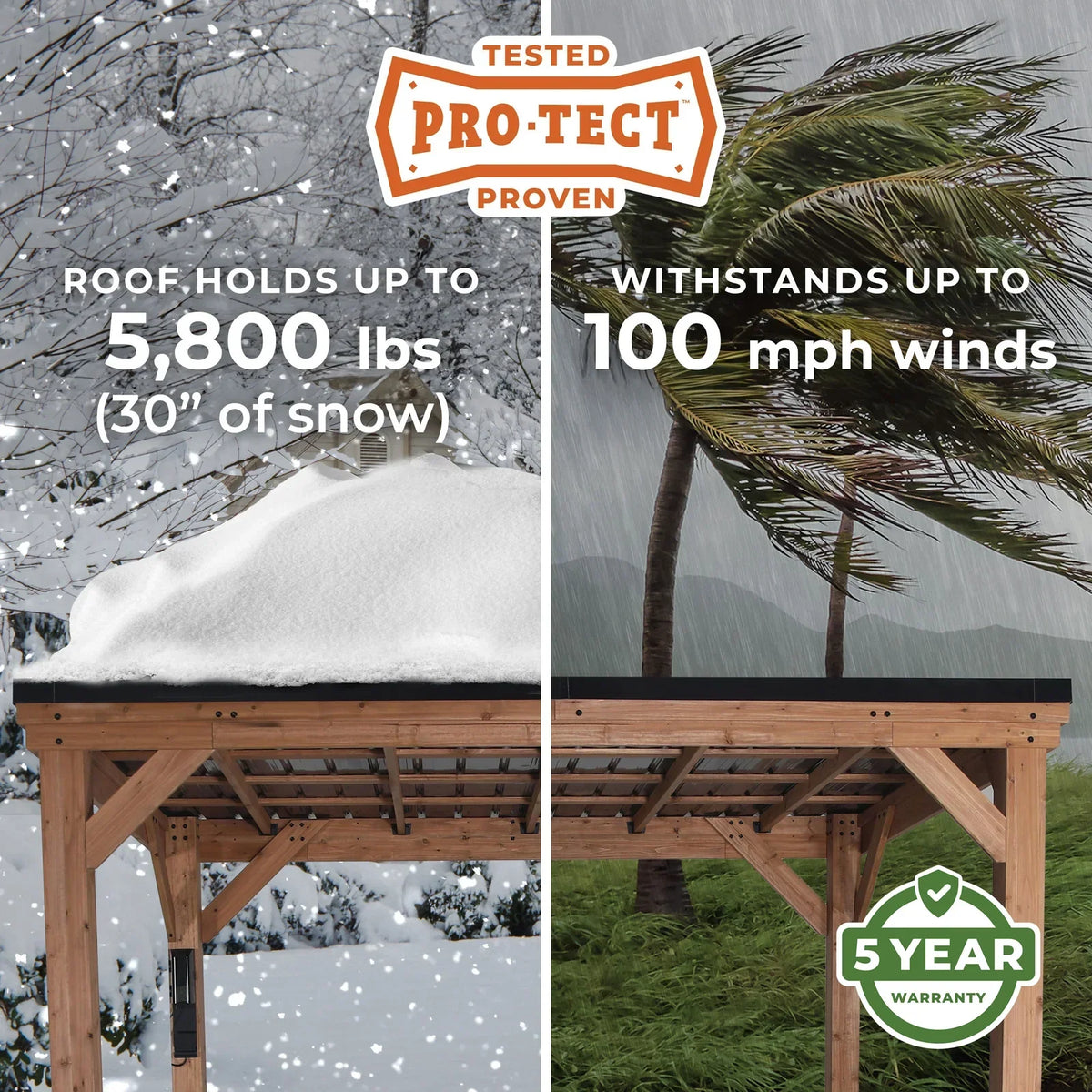 Backyard Discovery 12×9.5 Arcadia Cedar Wood Gazebo with Steel Roof & PowerPort™