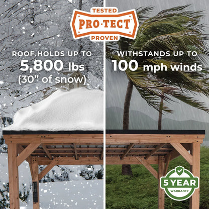 Backyard Discovery 12×9.5 Arcadia Cedar Wood Gazebo with Steel Roof & PowerPort™