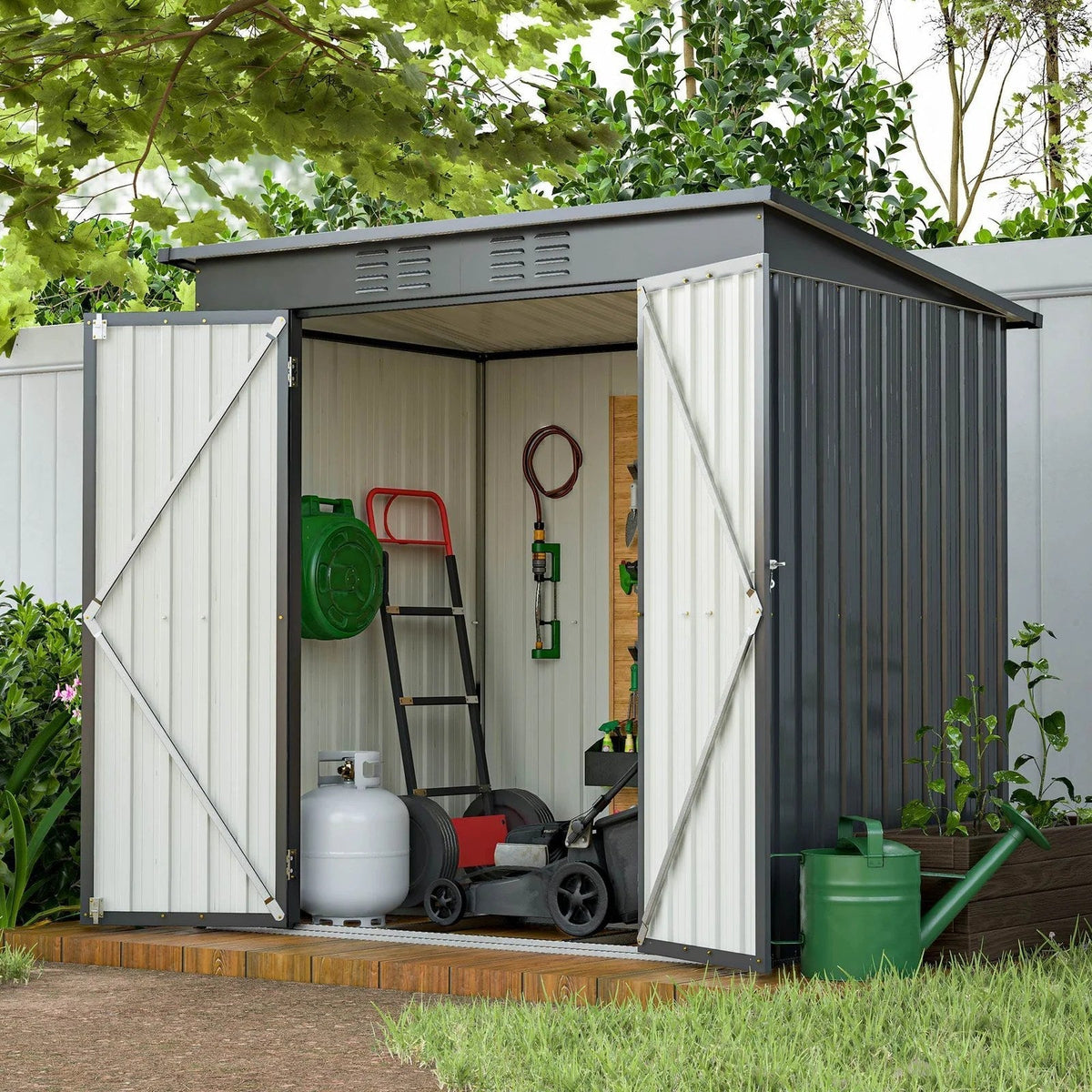 6 X 4 Ft Outdoor Storage Shed, All Weather Tool Shed For Garden, Backyard, Lawn, Black