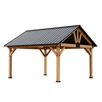 JOYSIDE 15 ft. x 13 ft. Solid Cedar Wood Outdoor Patio Hardtop Gazebo