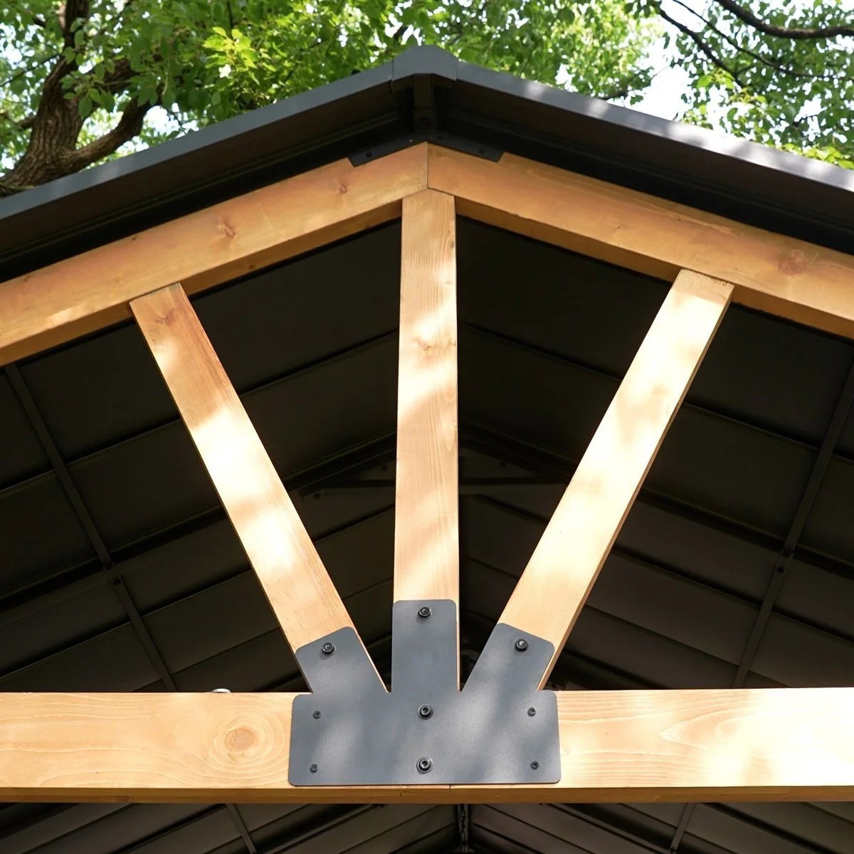 JOYSIDE 15 ft. x 13 ft. Solid Cedar Wood Outdoor Patio Hardtop Gazebo