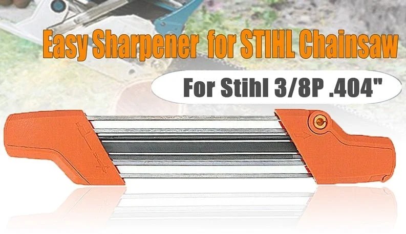 Chainsaw Sharpening File Kit, Metal Chain Sharpener Tool with 13/64″ Round Files and Flat File, Fits 3/8″ & .404″ Chains