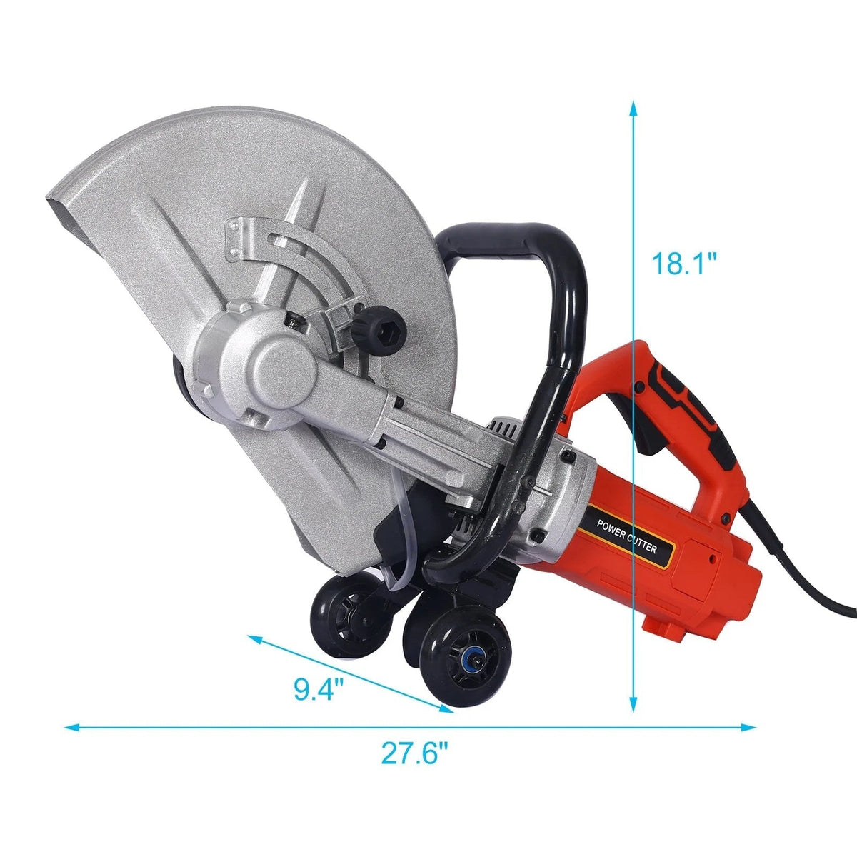 Electric 14″ Wet/Dry Concrete Cut-Off Saw with Guide Roller & Water Line Attachment