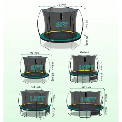 SkyBound 6ft outdoor Trampoline without springs, toddler springless trampoline with net for Kids and Adults, springless Trampoline with Enclosure for Backyard Indoor and Outdoor
