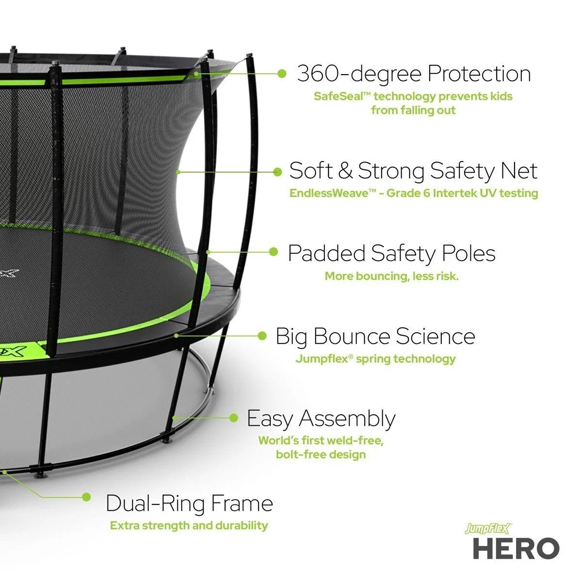 JumpFlex Hero Round Outdoor Backyard Trampoline