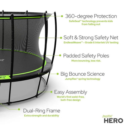 JumpFlex Hero Round Outdoor Backyard Trampoline