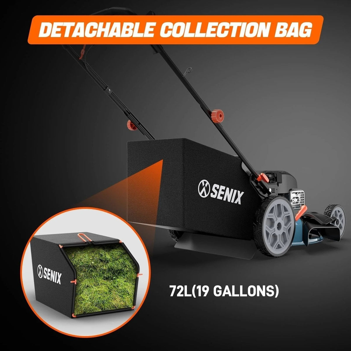 SENIX LSSG-H2 22-Inch Self Propelled Gas Lawn Mower with 163 cc 4-Cycle Engine