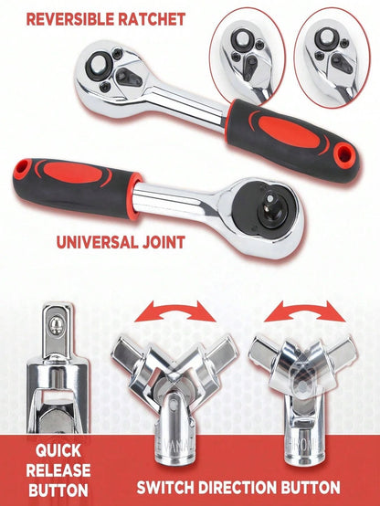 Part-driven Socket Claw Ratchet Wrench Tool Set, With Drill Socket Set Metric