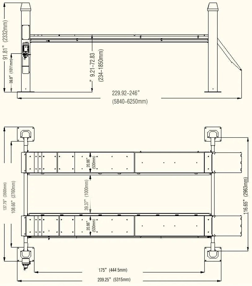 KT-4H110 Four Post Vehicle Lift 11,000lbs
