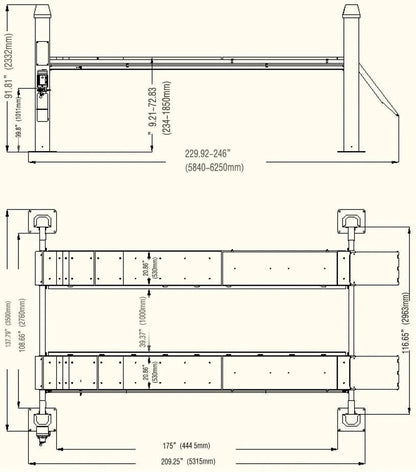 KT-4H110 Four Post Vehicle Lift 11,000lbs