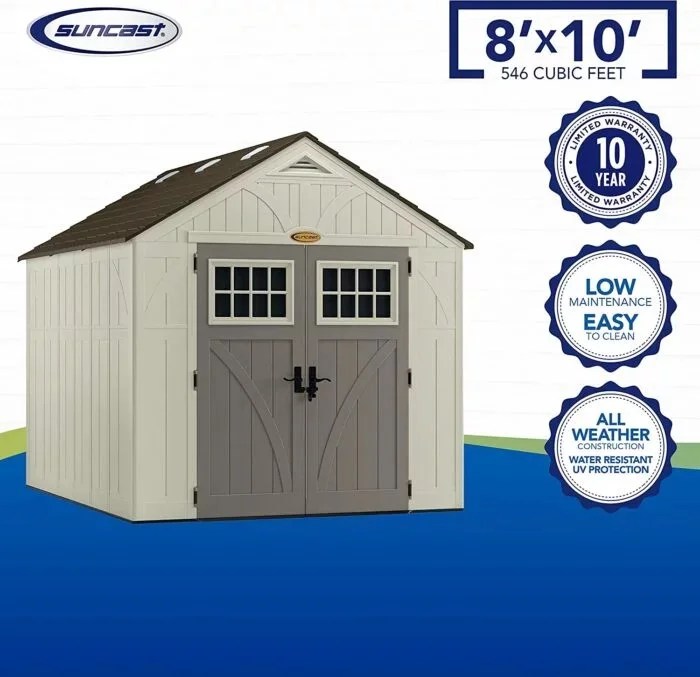 Suncast Tremont 8-ft x 10-ft Resin Outdoor Storage Shed with Skylights and Floor Included