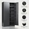 Letaya Metal Garage Storage Cabinets with Lock-72 Tall Tool Organizer Steel Lockers, 5 Adjustable Layers Shelves for Home,Office,Warehouse,Garage,(Black-72“) | with Lock, 72 Tall, Tool Organizer