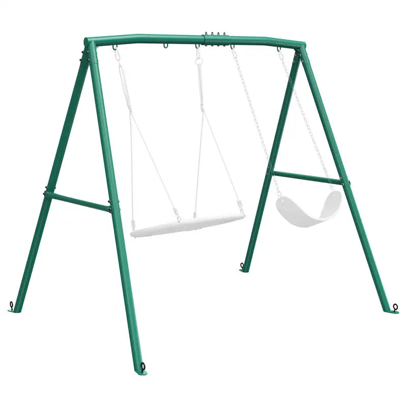 440lbs Heavy Duty A-Frame Metal Swing Set Frame with 5 Hanging Hooks for Kids, Adults, Outdoor