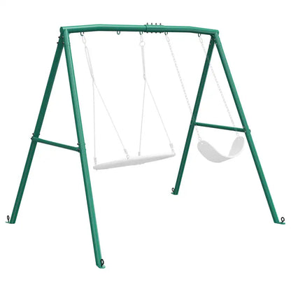 440lbs Heavy Duty A-Frame Metal Swing Set Frame with 5 Hanging Hooks for Kids, Adults, Outdoor
