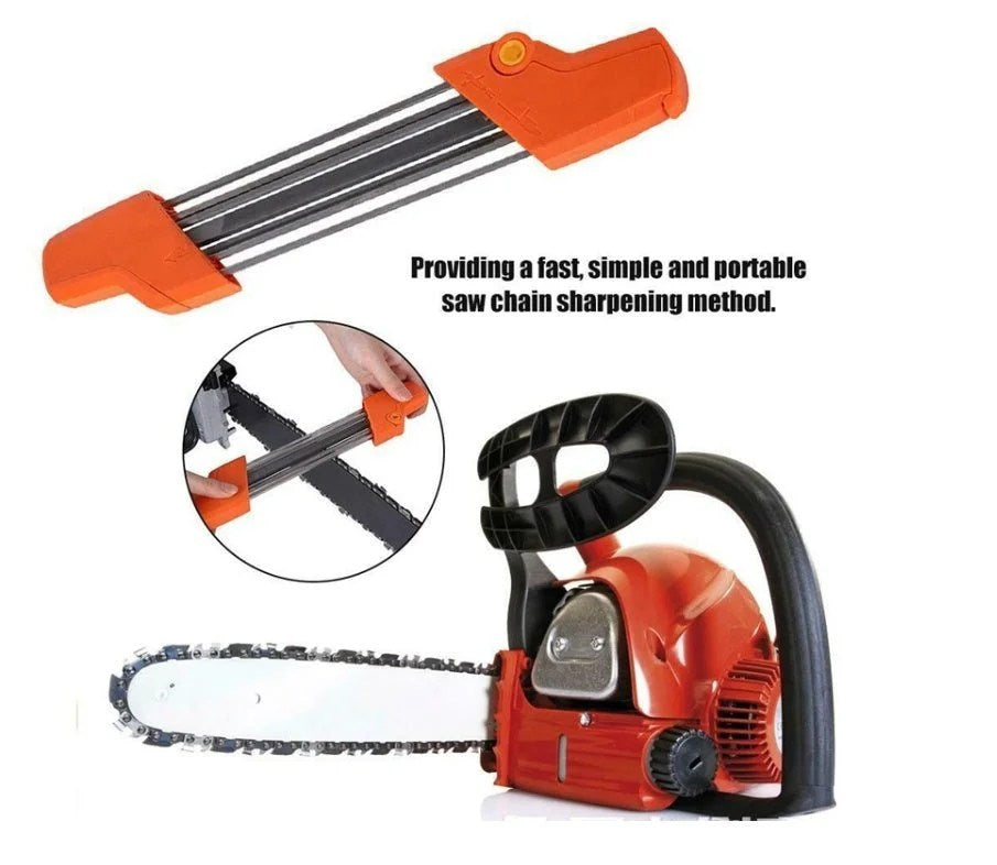 Chainsaw Sharpening File Kit, Metal Chain Sharpener Tool with 13/64″ Round Files and Flat File, Fits 3/8″ & .404″ Chains