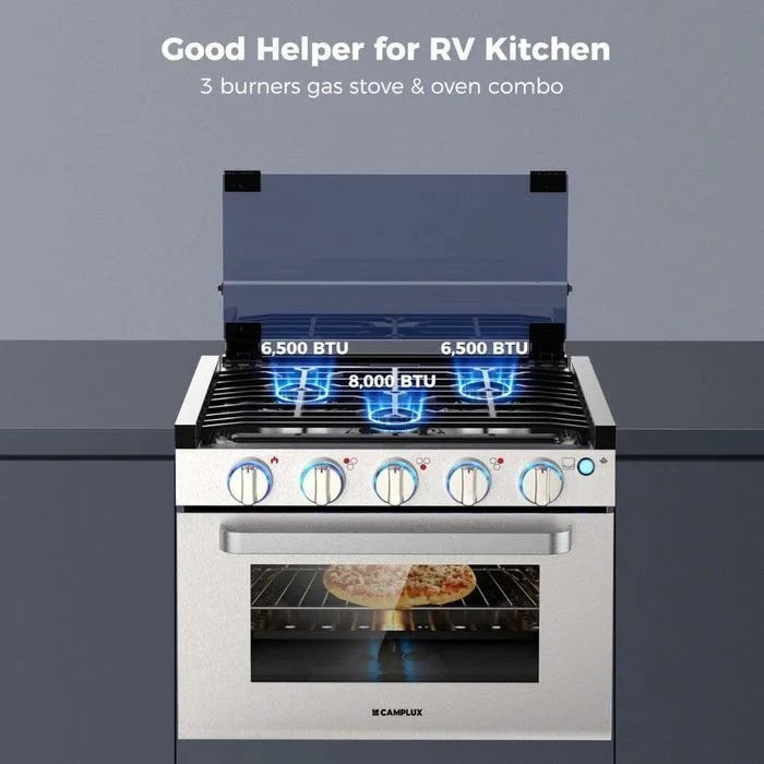 Camplux 17″ RV Oven with 3 Burners Cooktop