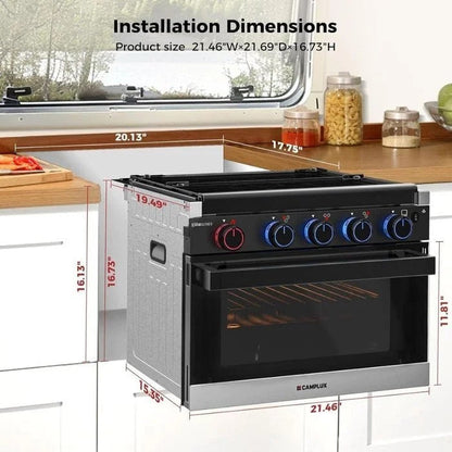CAMPLUX 2-in-1 RV Propane Oven Stove