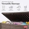 Keter Westwood 150 Gallon Deck Box Organizer, Doubles as 2-Person Bench Seat, Brown – Large Resin Outdoor Storage and Seating with Lockable Lid for Garden, Pool, and Patio