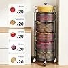 SNTD Fruit and Vegetable Basket Bowls for Kitchen with Metal Top Lid, 5 Tier Rotating Storage Rack Cart for Potato Onion Bread Banana, Wire Basket Organizer on Wheels, Large, Black