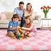 Area Rugs for Living Room Bedroom 9×12, Ultra Fluffy Shag Checkered Rug Modern Washable Carpet Soft Shaggy Non Slip Indoor Plush Fuzzy Rugs for Bedroom Dorm Office Home Aesthetic Decor, Pink and White