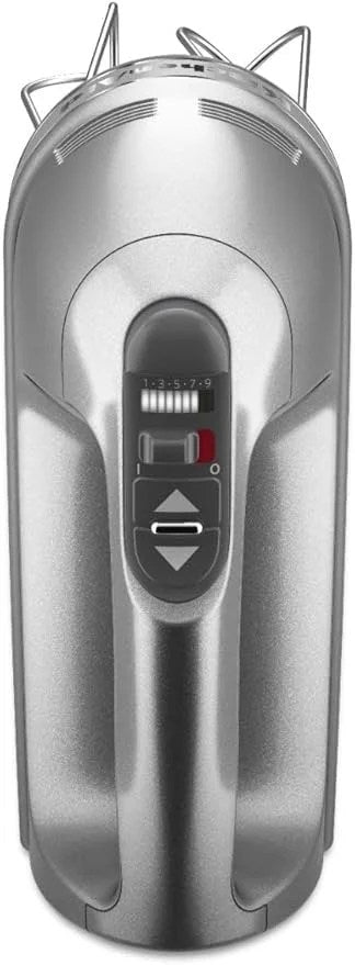 KitchenAid 9-Speed Digital Hand Mixer with Turbo Beater II Accessories and Pro Whisk – Contour Silver