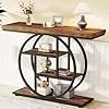 Tribesigns 41.3″ Console Table, Industrial 4-Tier Sofa Table Entryway Table with Circle Base, Narrow Wood Accent Tables with Storage Shelves for Living Room, Hallway, Foyer, Rustic Brown