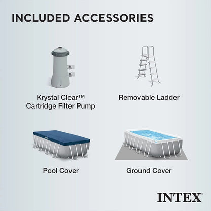 Intex Prism Frame 16′ x 8′ x 42′ Rectangular Above Ground Pool Set