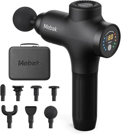 Mebak 3 Massage Gun, Massage Gun Deep Tissue for Athletes, Professional Muscle Percussion Massager, Massager for Shoulder Leg Back Body Pain Relief, Quiet Portable Sport Tool, Gifts for Him