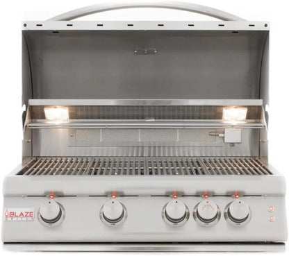 Blaze 32 Inch 4-Burner LTE Gas Grill with Rear Burner and Built-in Lighting System