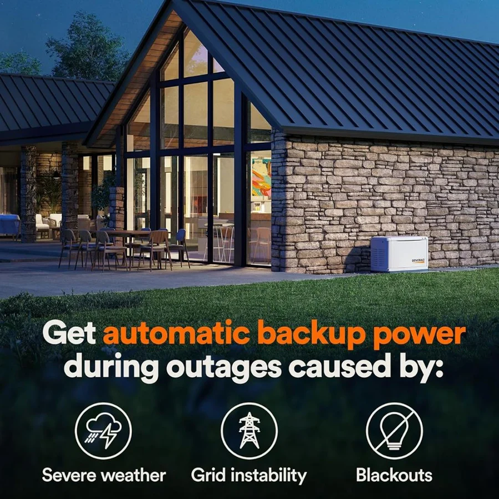 Generac 7043 22kW Air Cooled Guardian Series Home Standby Generator with 200-Amp Transfer Switch image 2