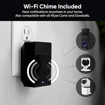 WYZE Wireless Duo Cam Video Doorbell (Chime Included), Battery Powered, 2K Full HD Video, 2 Cameras (People and Package), 2-Way Audio, Color Night Vision