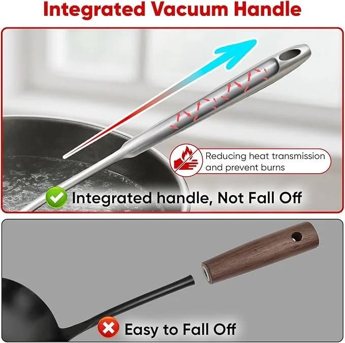 Newness 9 Pcs Cooking Utensils Set, 304 Stainless Steel Kitchen Utensils Set, Metal Kitchen Accessories, Include Soup Ladle, Slotted Skimmer Spoon, Spaghetti Spoon and Spatula, Dishwasher Safe
