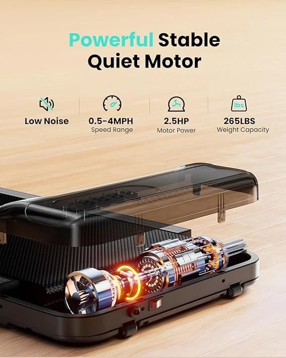 Abonow Walking Pad, Under Desk Treadmill with Incline for Home Office 2.5HP Portable Walking Treadmill with 265 Lbs Weight Capacity Walking Machine, Remote Control, LED Display
