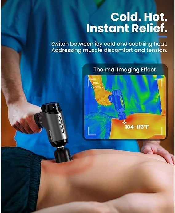 BOB AND BRAD T2 Pro Massage Gun with Heat and Cold, Deep Tissue Percussion Massager Gun for Pain Relief, Muscle Massager, HSA Electric Back Massagers for Professional Athletes FSA Eligible