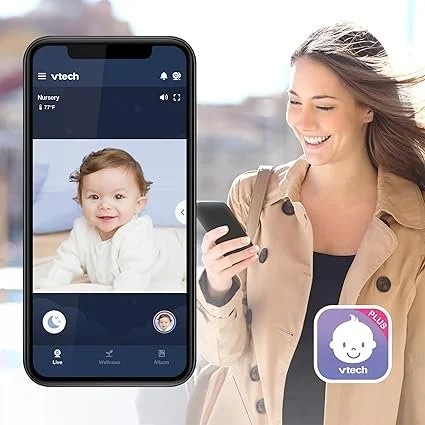 VTech VM901 Smart WiFi Baby Monitor with 1080p FHD Camera and 5″ HD IPS Display, Free App, Remote Pan Tilt Zoom, Night Vision, Motion Detection Alerts