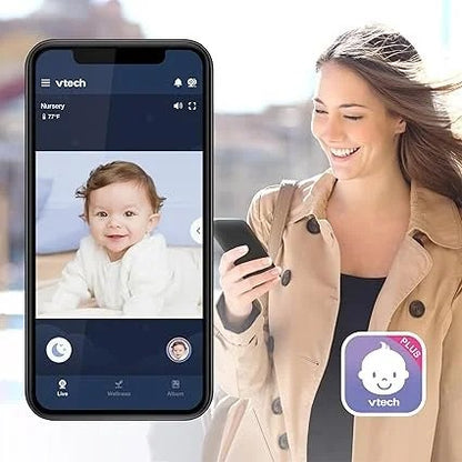 VTech VM901 Smart WiFi Baby Monitor with 1080p FHD Camera and 5″ HD IPS Display, Free App, Remote Pan Tilt Zoom, Night Vision, Motion Detection Alerts