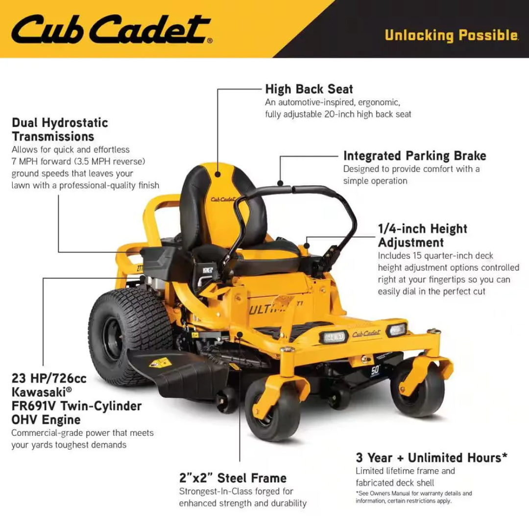 Cub Cadet Ultima ZT1 50 in. Fabricated Deck 23HP V-Twin Kawasaki FR Series image 2