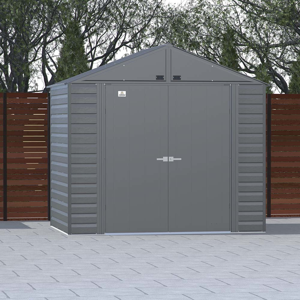 Arrow Select 8 ft. x 6 ft. Charcoal Metal Storage Shed image 1