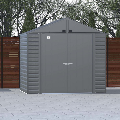 Arrow Select 8 ft. x 6 ft. Charcoal Metal Storage Shed image 1