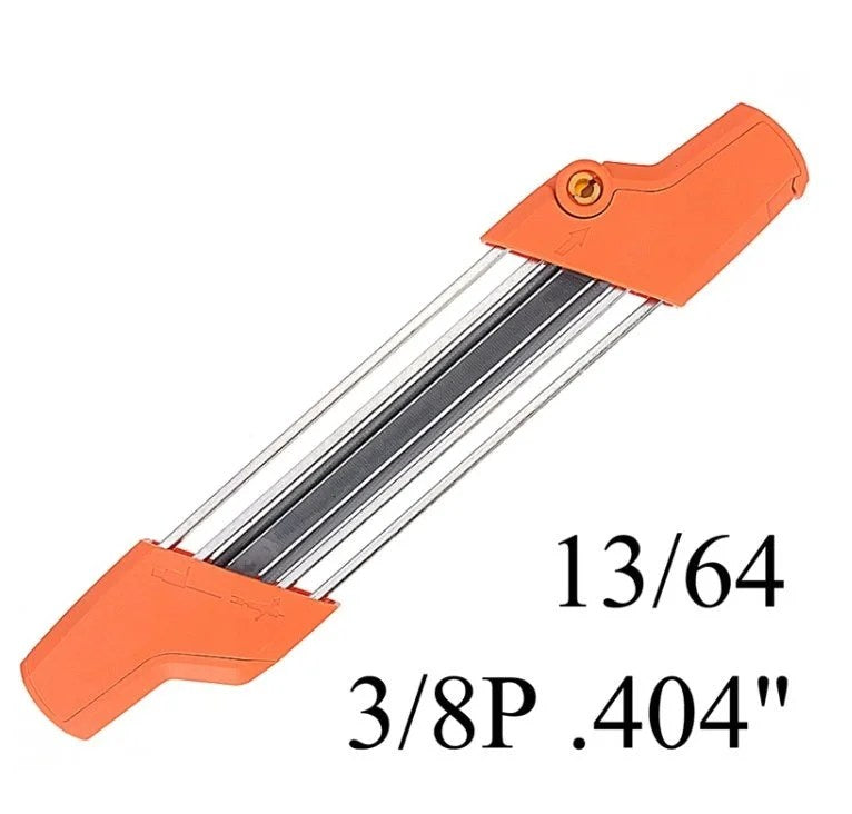 Chainsaw Sharpening File Kit, Metal Chain Sharpener Tool with 13/64″ Round Files and Flat File, Fits 3/8″ & .404″ Chains