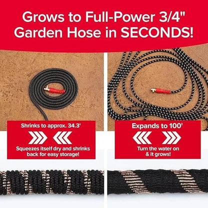 Pocket Hose 100 FT Copper Head Expandable Garden Hose with Pocket Pivot, No Tangles, AS SEEN ON TV, 360° Swivel, Tri-Tex Tubing, Force Field Jacket, Lead-Free, No-Kink, Anti-Burst w/APT
