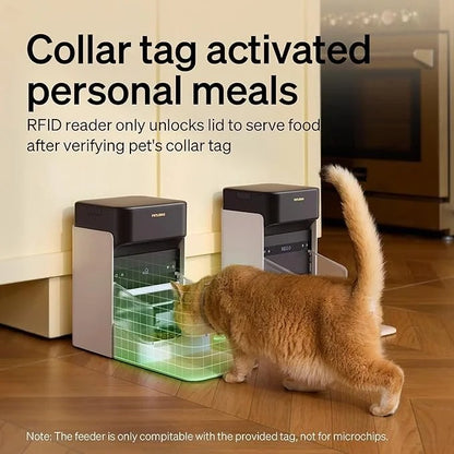 PETLIBRO RFID Automatic Cat Feeder, Collar Tag-Activated Personalized Meals, 5G&2.4G Wi-Fi Programmable Cat Food Dispenser with Cats Recognition & Diet Tracking for Multi-Pet Homes and Different Diets
