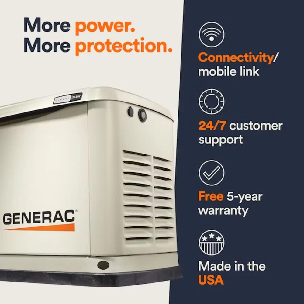 Generac 7043 22kW Air Cooled Guardian Series Home Standby Generator with 200-Amp Transfer Switch image 1